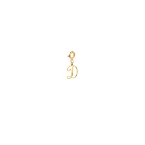 14k Script Letter Charm on Spring Ring