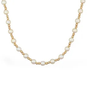 14k yellow gold bead Japanese pearl necklace