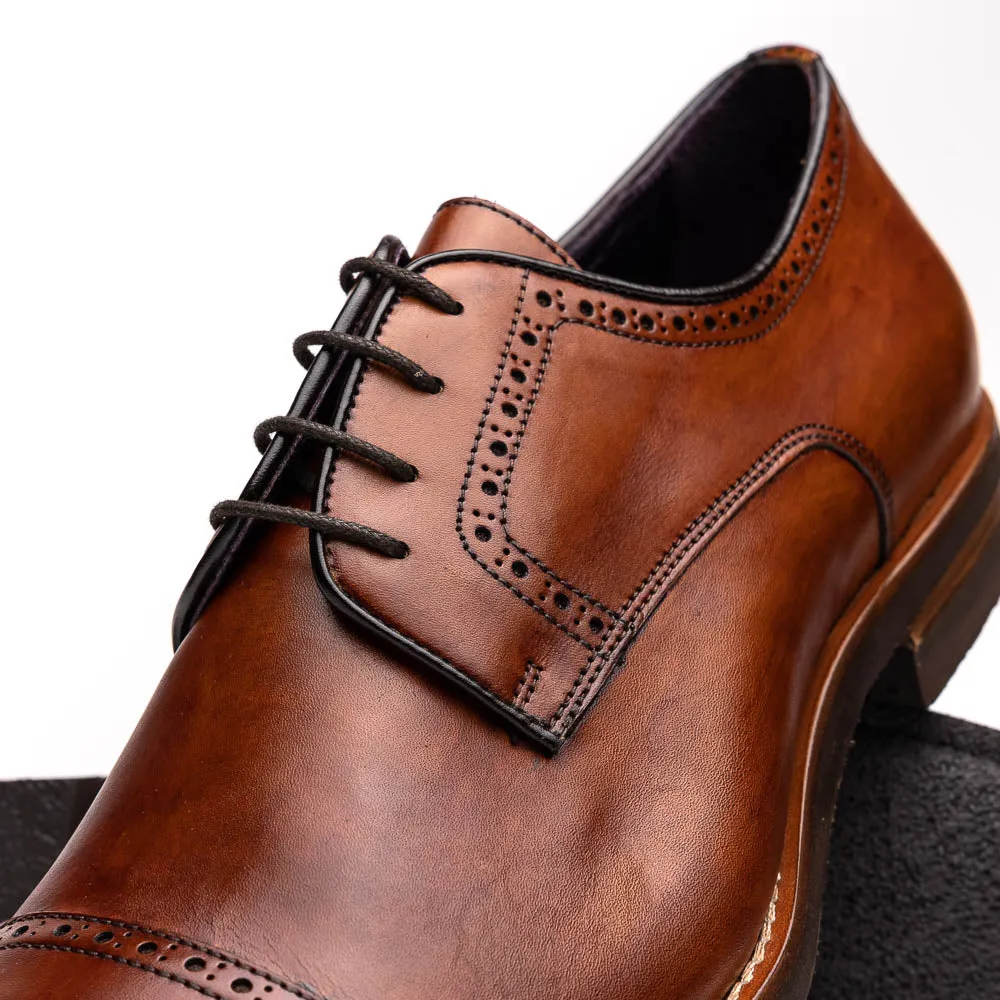 25-548-CGN GIOVANNI Italian Calfskin Lace Up Cognac