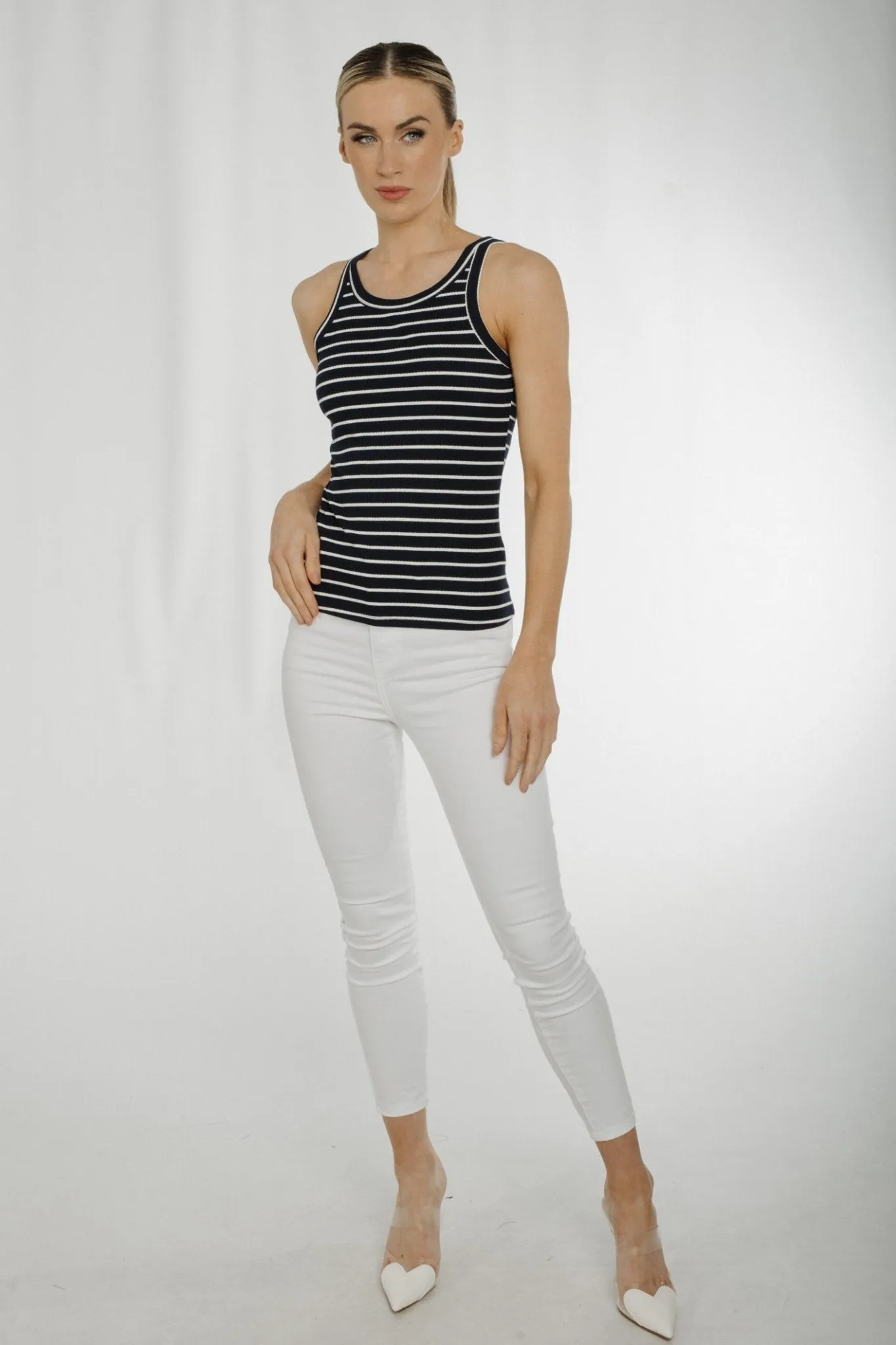 Ally Stripe Vest Top In Black & White