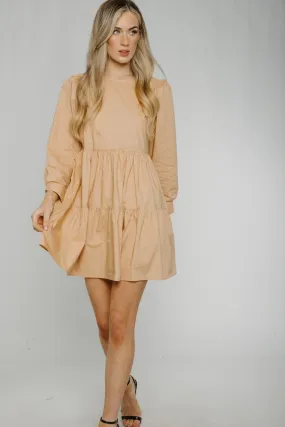 Ally Tiered Dress In Tan