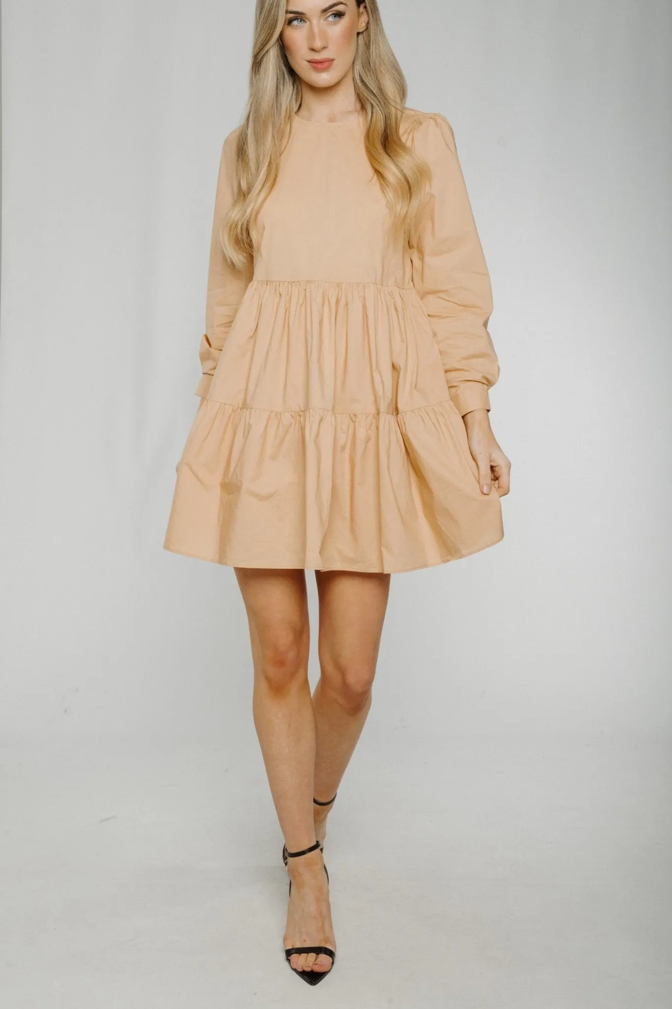 Ally Tiered Dress In Tan