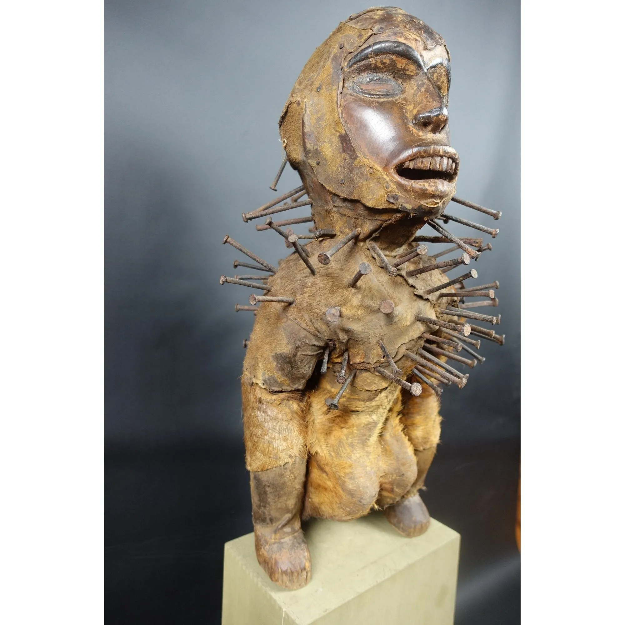 Bakongo Nkisi Monkey Nail Fetish Figure, Congo #1017