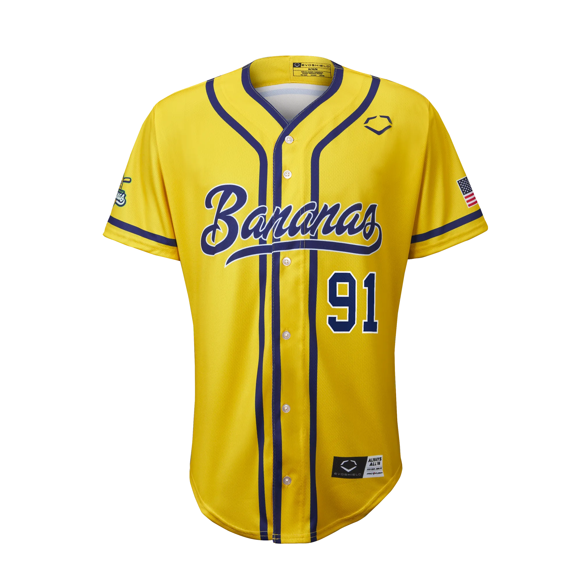 Bananas DJ the Invader #91 EvoShield Jersey - Yellow