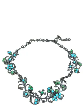 Bottega Veneta Aquamarine Turquoise Crisopraso Oxidized Silver Necklace