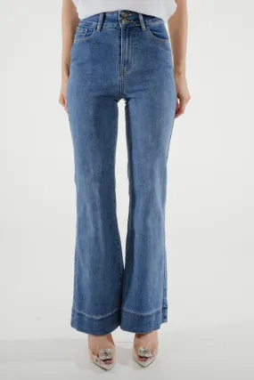 Cindy Wide Flare Jean In Mid Wash