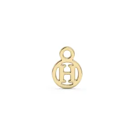 Circle Initial Charm - H | 10k Yellow Gold