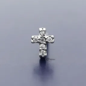 C.Z Paved Cross Tragus Cartilage Earring - Ball End | Flat Back