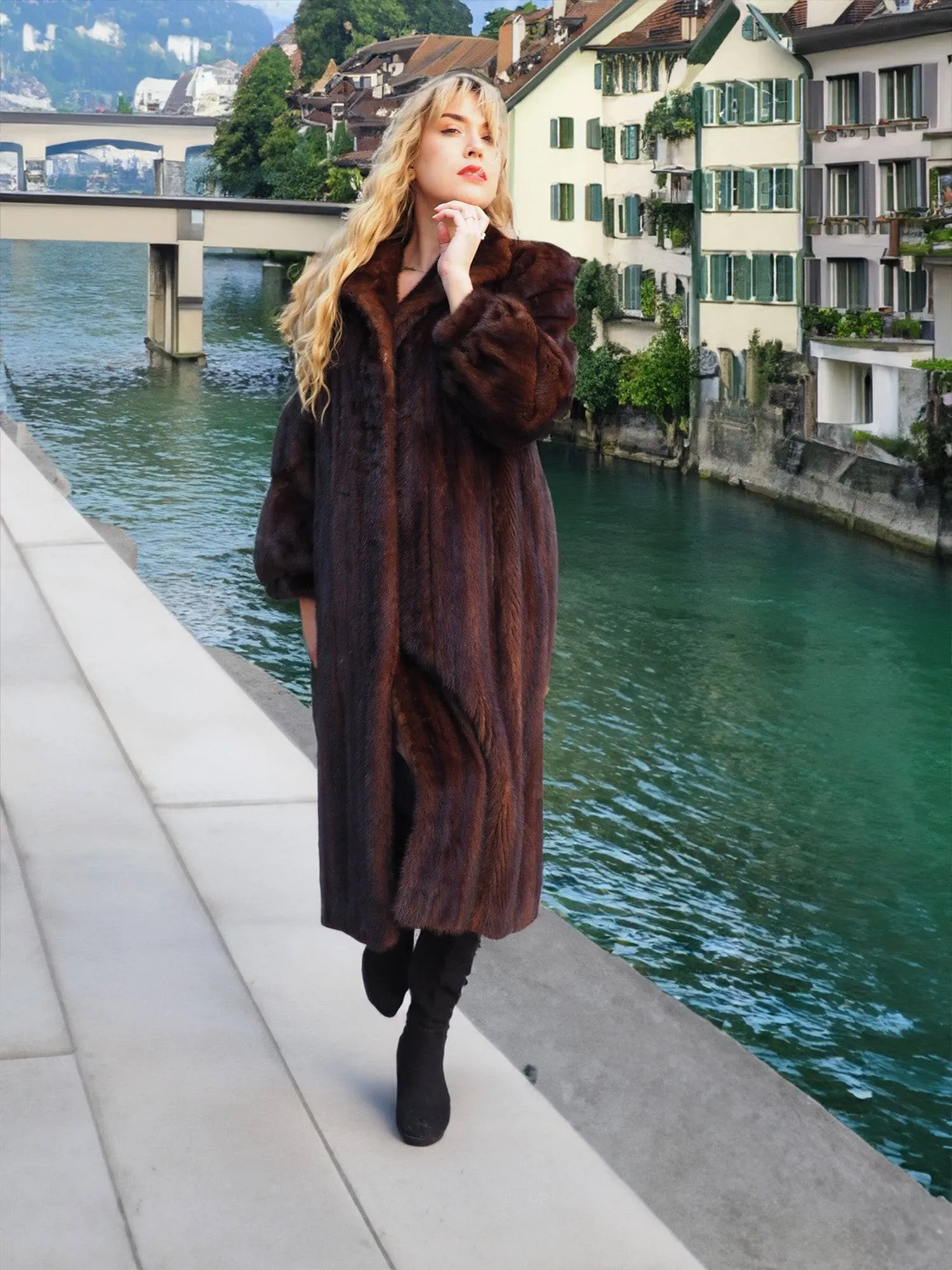 Dark Mahogany Brown Vintage Mink Fur Coat Coats M P