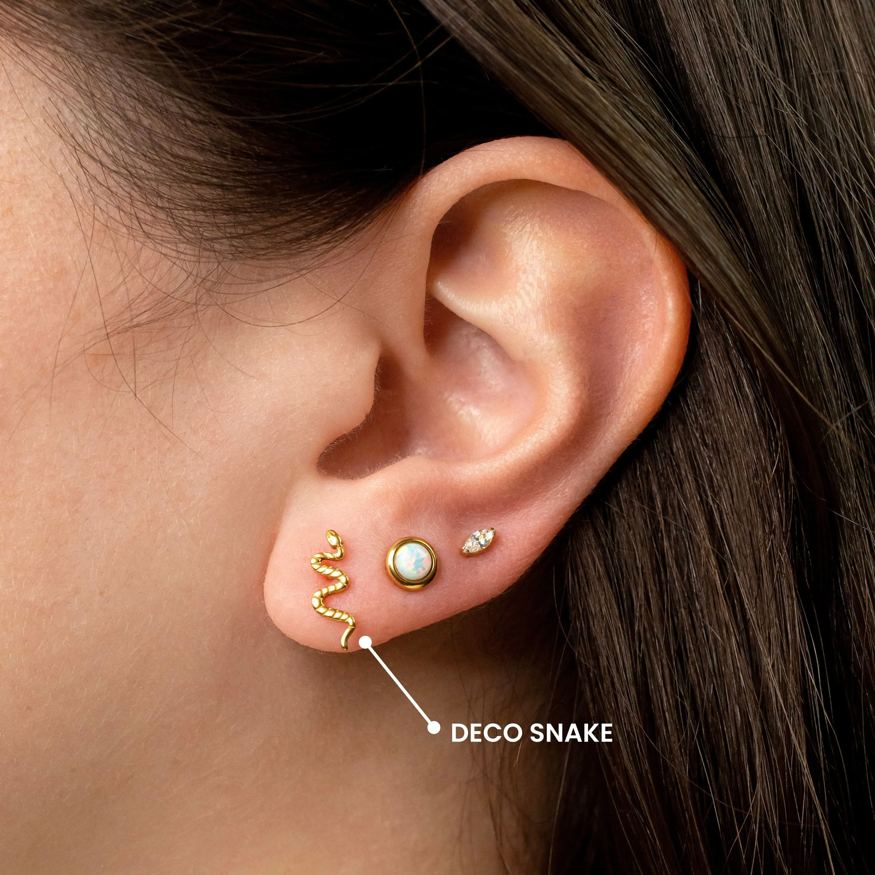 Deco Snake Flat Back Sleeper Earrings