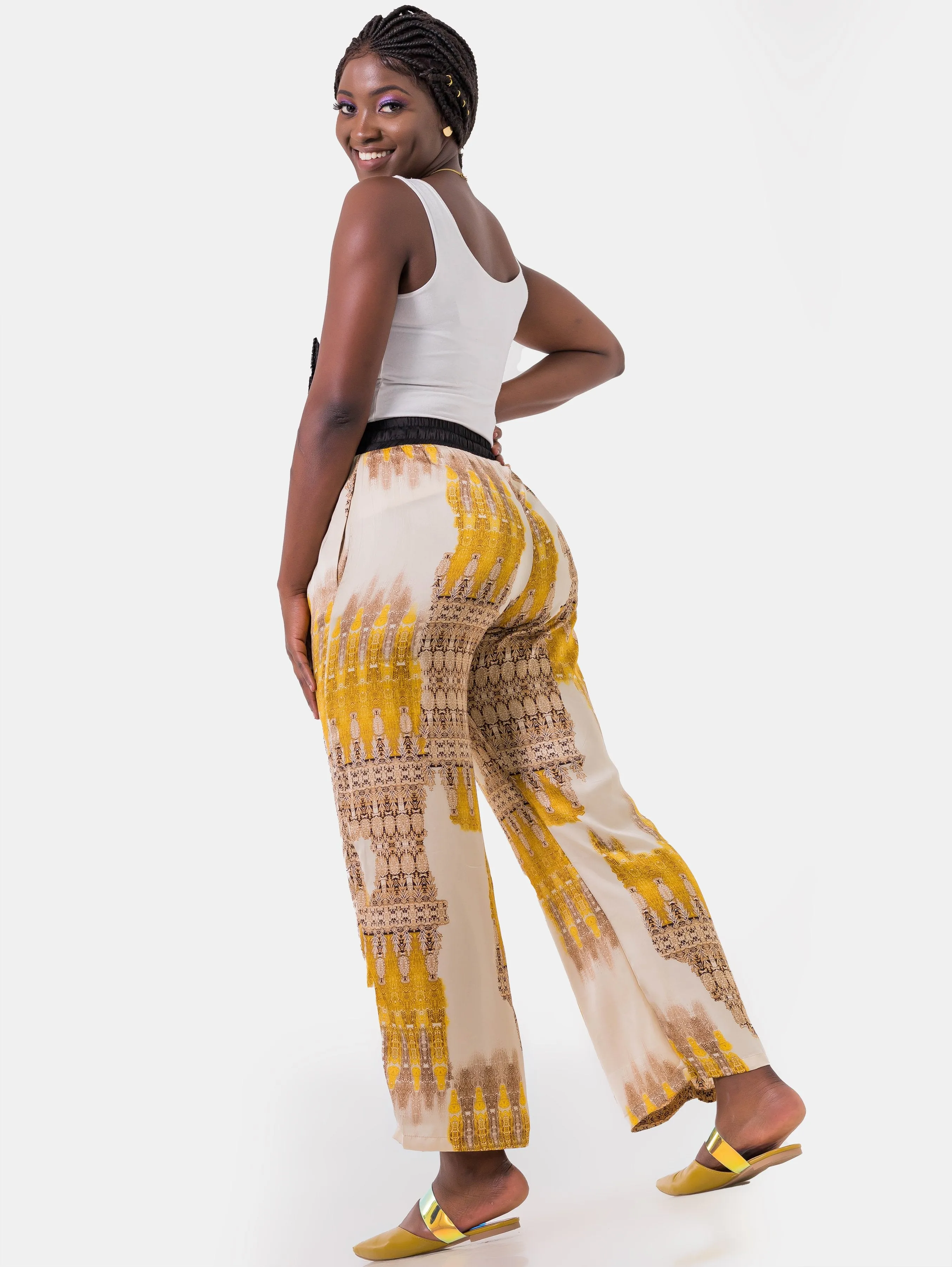 Hijabeefied Regular Satin Pants - Gold