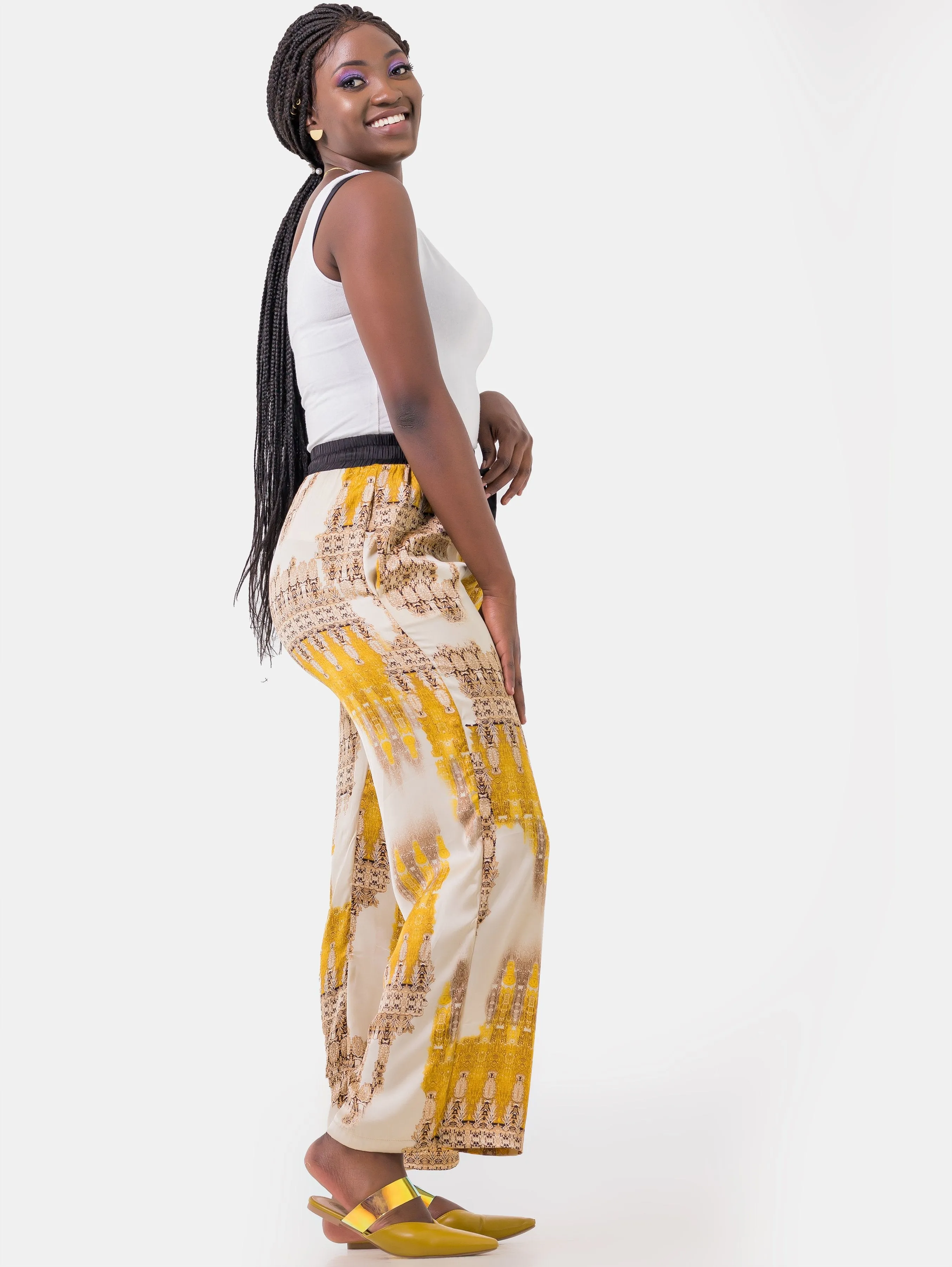 Hijabeefied Regular Satin Pants - Gold