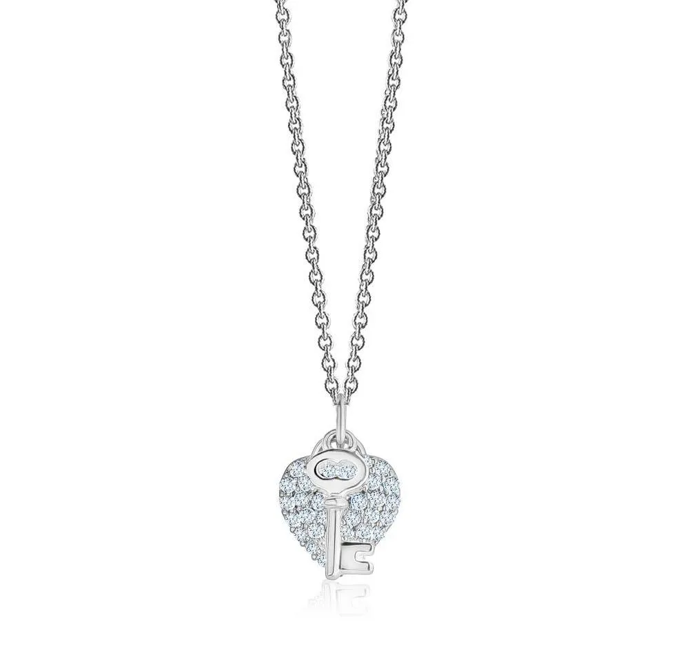 Key And Heart Diamond  Pendant