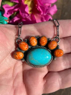 Kingman and Orange Spiny Necklace #1