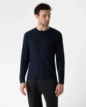 L/S WAFFLE HENLEY / NAVY