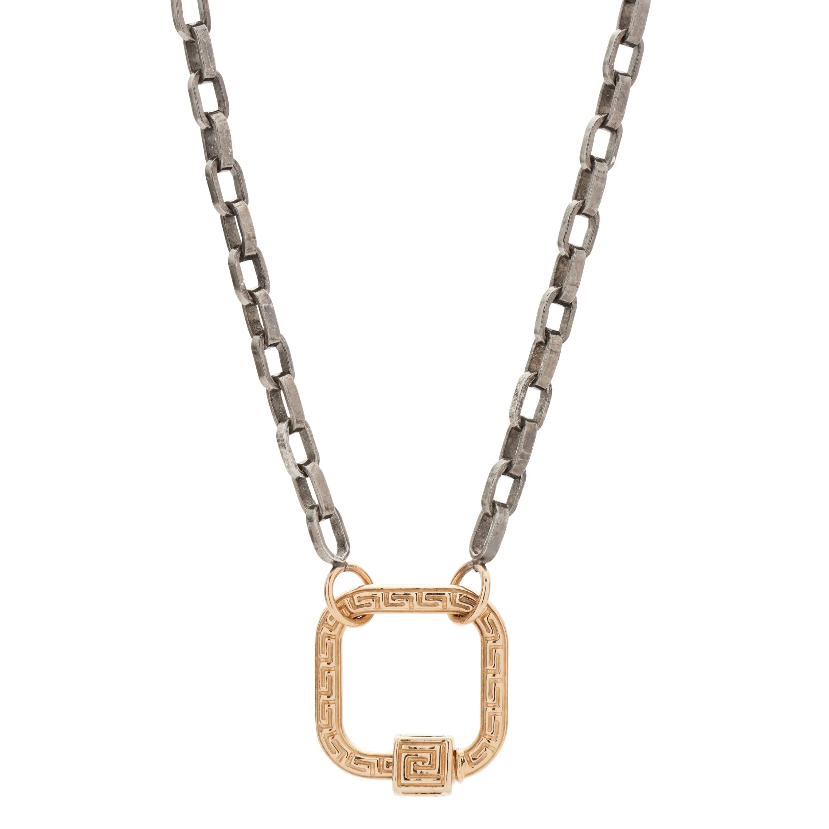 Marla Aaron Blackened Silver Biker Chain with Yellow Gold Loops