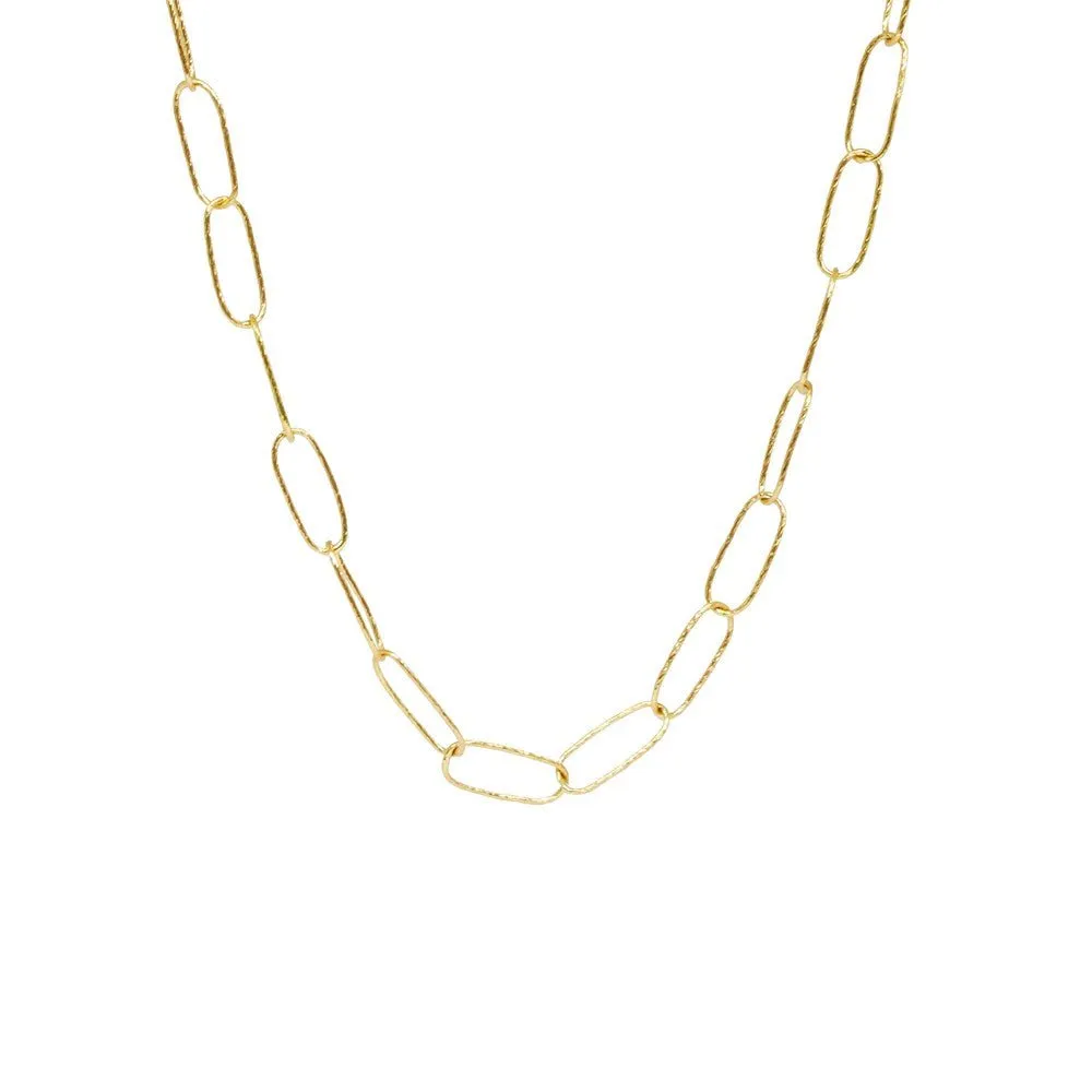 Maxi Textured Paperclip 14k Yellow Gold Chain