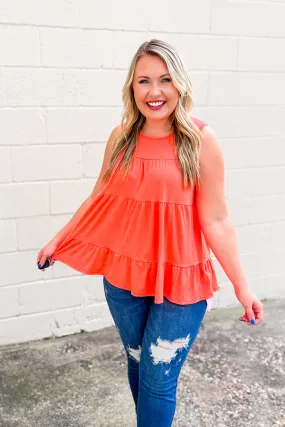 RESTOCK | Made You My Favorite Tiered Tank Top, Neon Coral