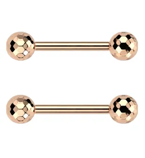 Rose Gold PVD Faceted Threadless Titanium Nipple Barbells