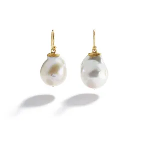 Small White Baroque Pearl Earrings