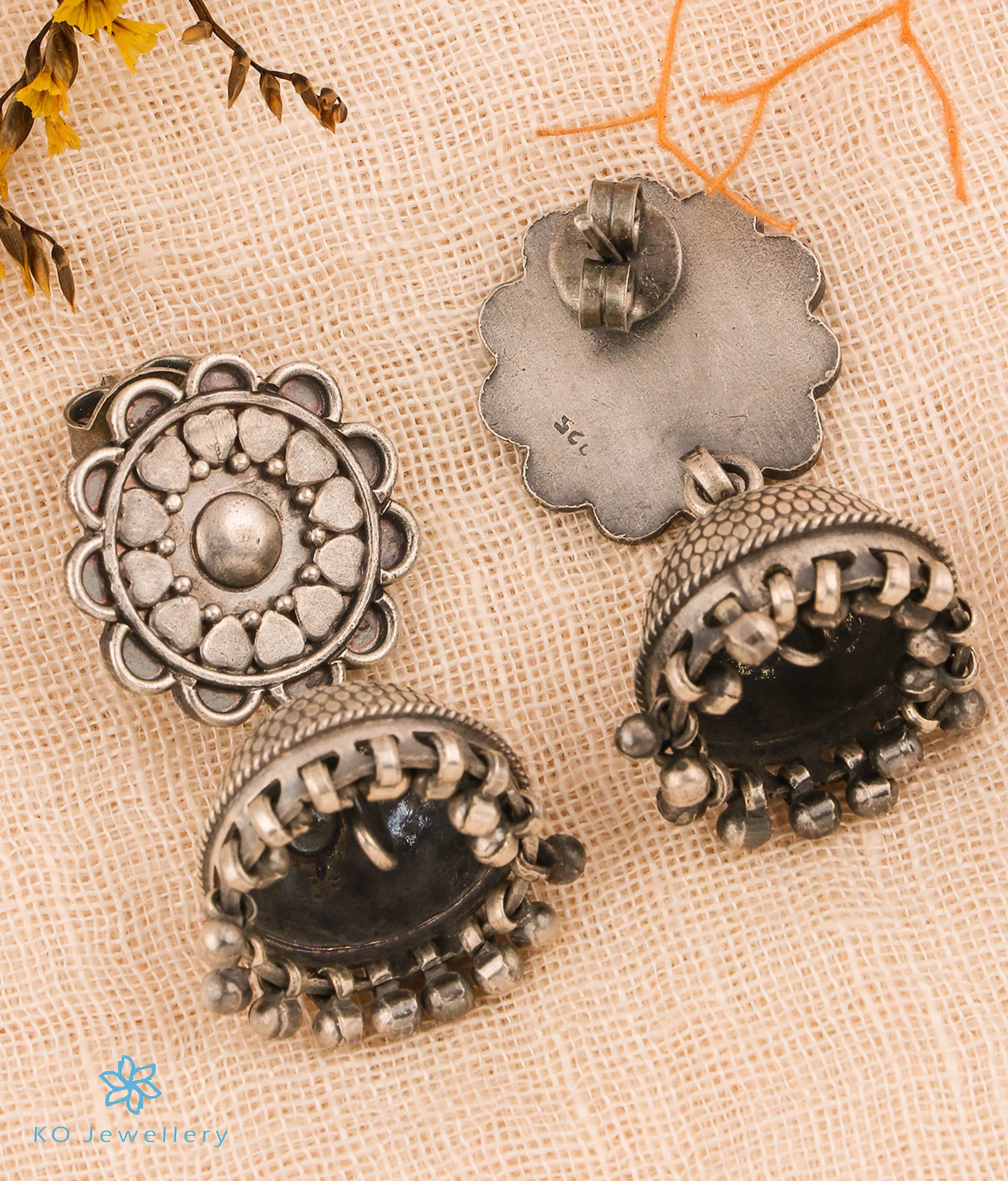 The Kalpa Silver Antique Jhumkas